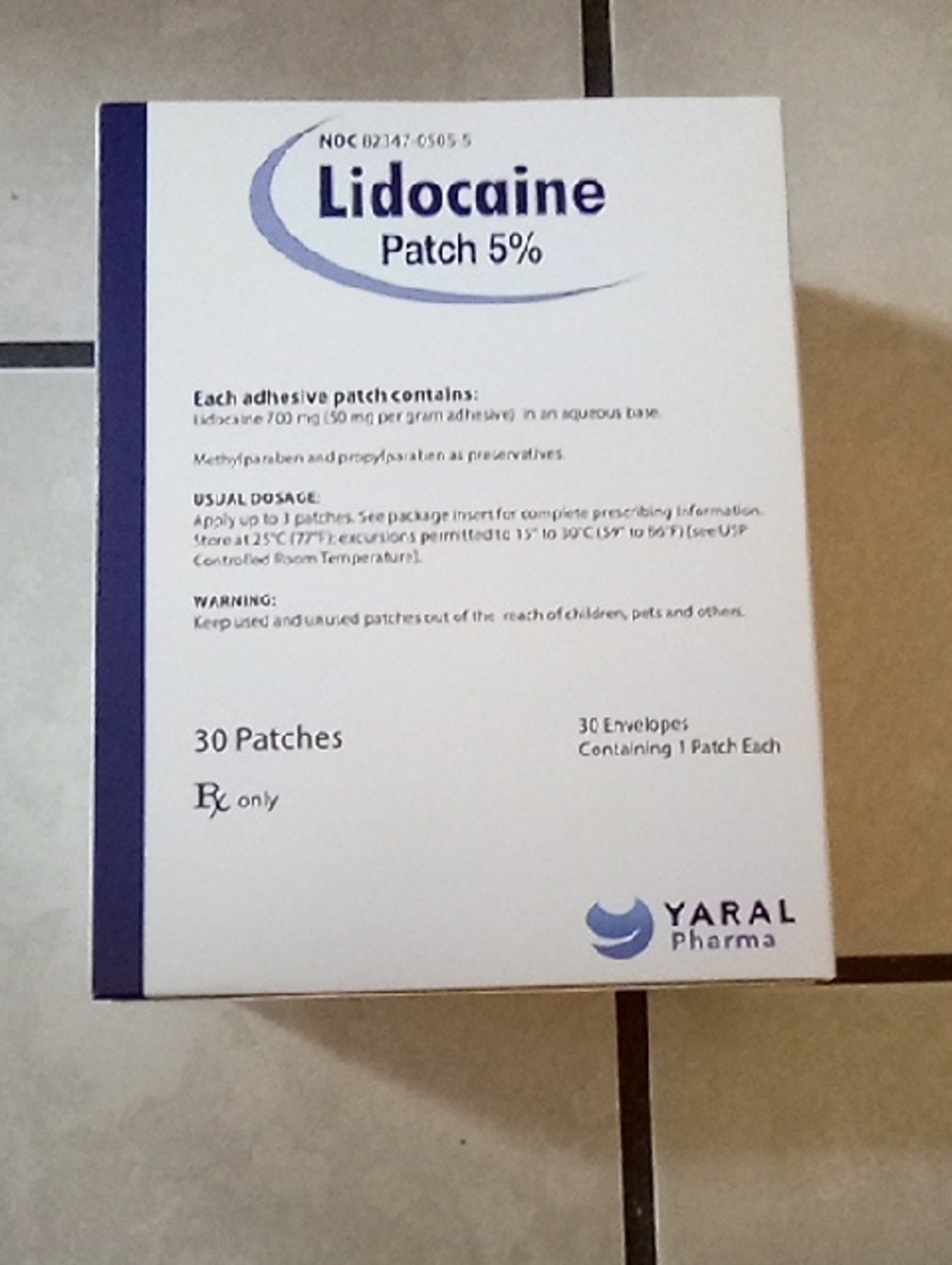 Lidocaine Patch 5% - White with Blue Accent (30 Patches)